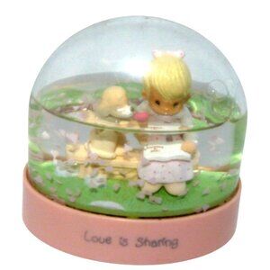 Precious Moments "Love Is Sharing" Snow Globe Ball Girl & Dog Figurine Vintage